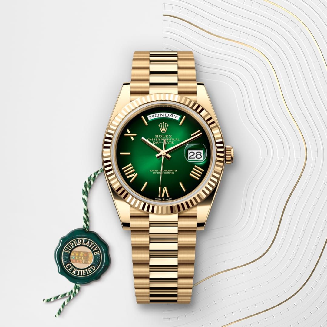 Rolex Day-Date 41 Gold Green Watch