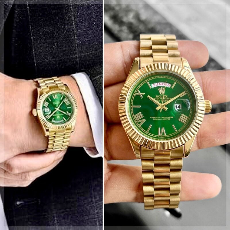 Rolex Day-Date 41 Gold Green Watch