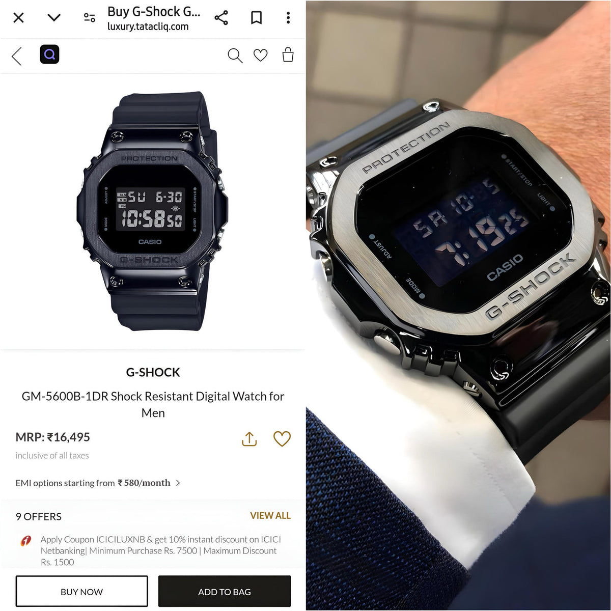 Casio G-Shock DW-5600 Metal Digital Watch Black