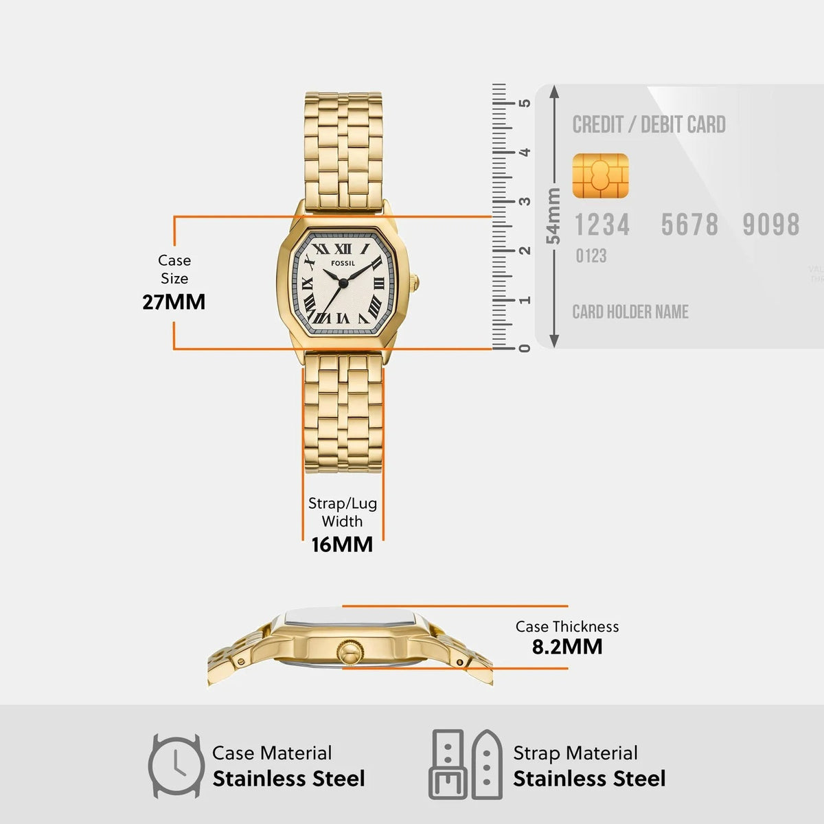 Fossil Quadro Women's Gold White Watch