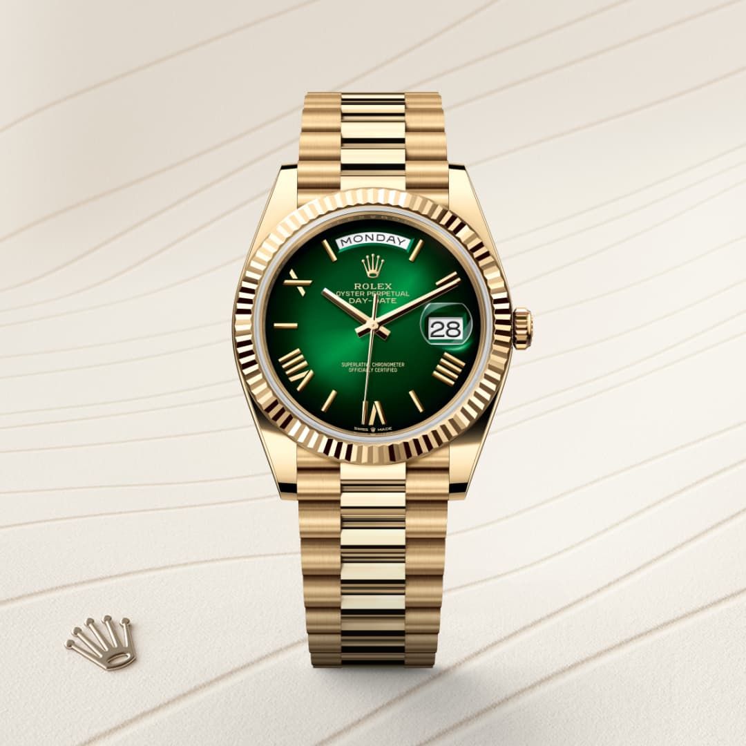 Rolex Day-Date 41 Gold Green Watch